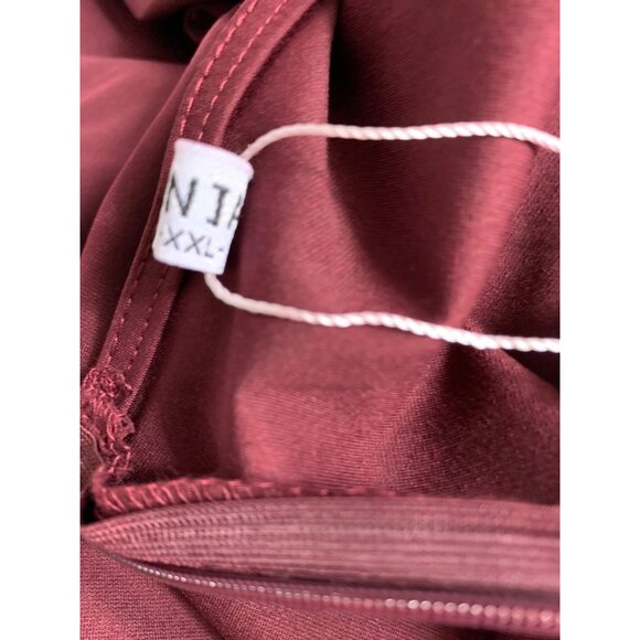 Fentar Empire Waist Drape Tie Dress Plus Sz 2XL Maroon Midi Flattering 3/4 Sleev - Picture 7 of 14